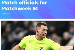 华体会HTH-英超第34轮裁判：鲍森执法曼城维拉 布拉默尔执法利物浦热刺